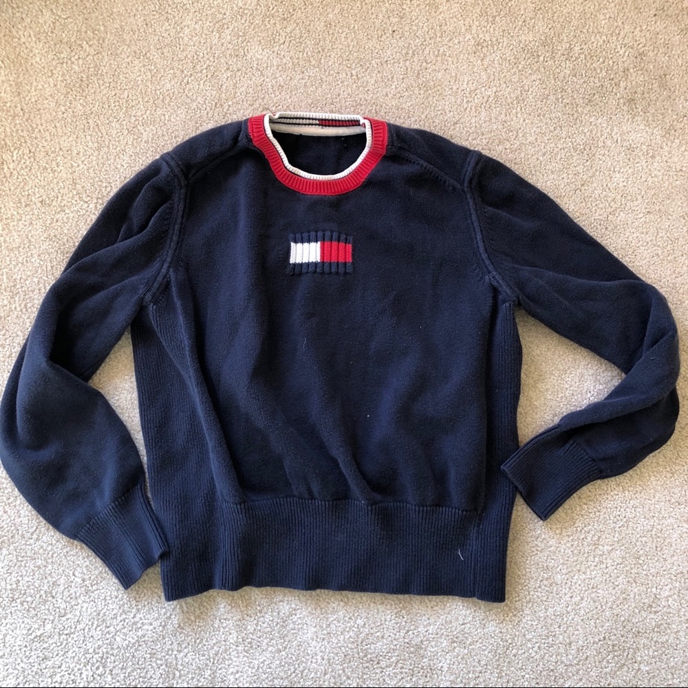Vintage Tommy Hilfiger Sweater Large Logo Stitch